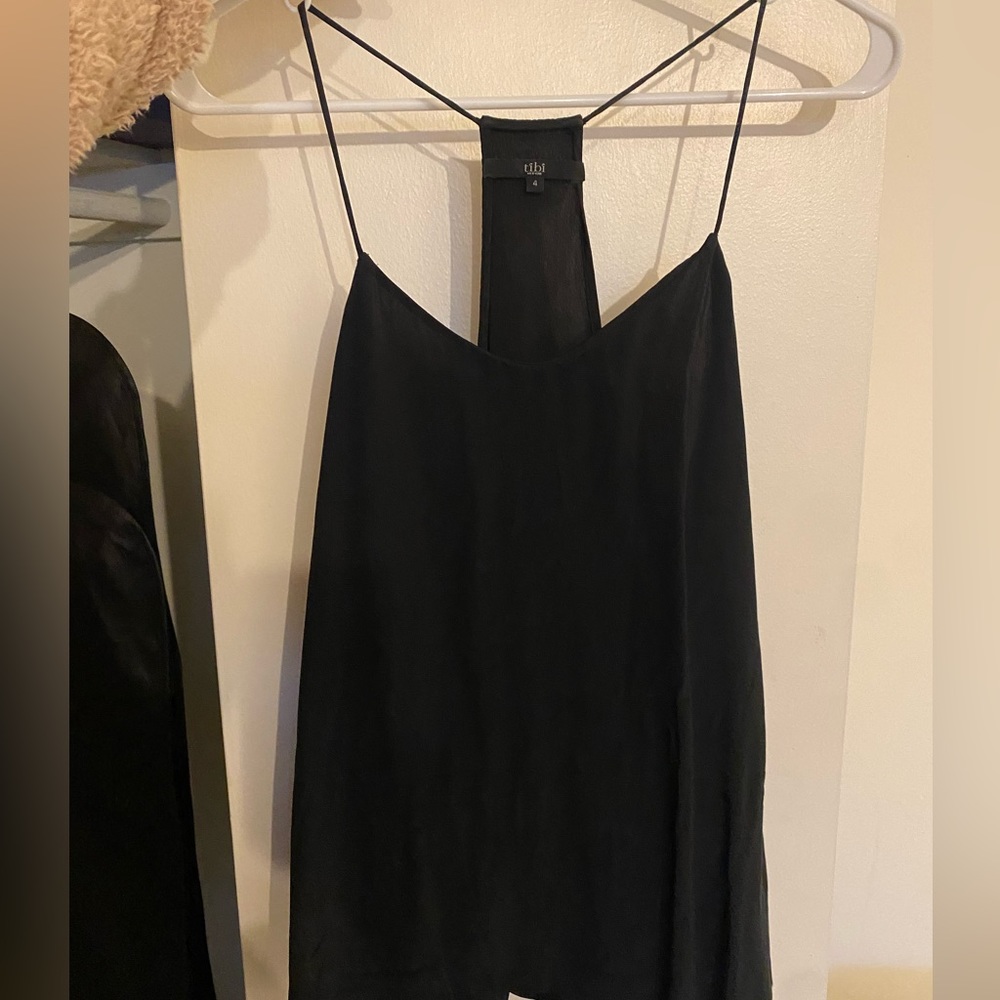 Tibi Classic Silk Cami Tank in Black, size 4